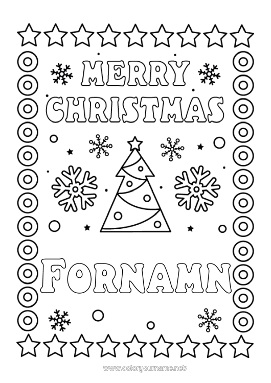 Färgläggningssida att skriva ut Julgran Jul Snöflingor God Jul!