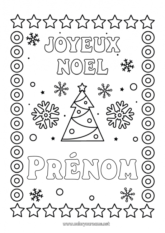 Coloriage à imprimer Sapin de Noël Noël Flocons de neige 