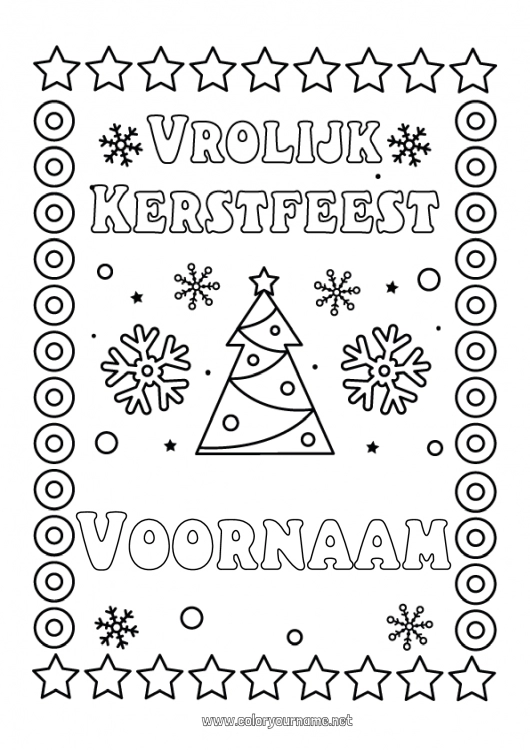 Kleurplaat om af te drukken Kerstboom Kerstmis Sneeuwvlokken 