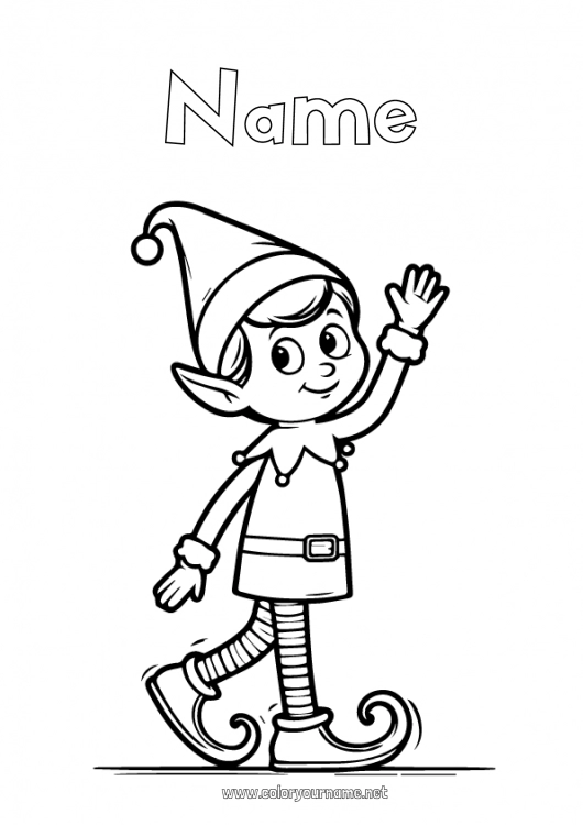 Coloring page to print Christmas elves Elves coloring pages