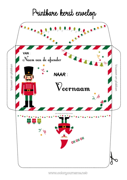 Kleurplaat om af te drukken Kerstman Kerstmis Envelop Spellen en speelgoed Afdrukbare enveloppen Notenkraker