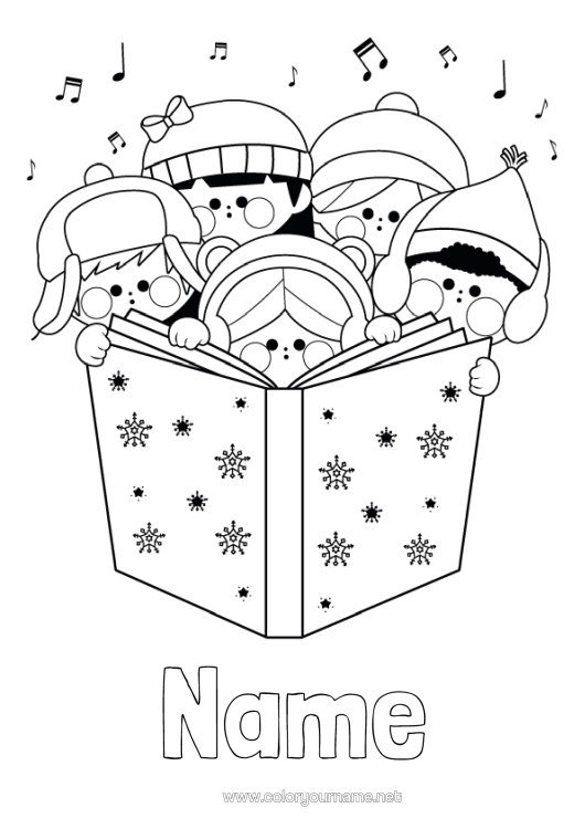 Colouring page to print Christmas Music Music Day Choir