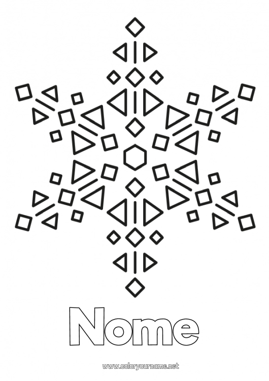 Página de desenho para imprimir Neve Inverno Flocos de neve Desenhos para colorir fáceis