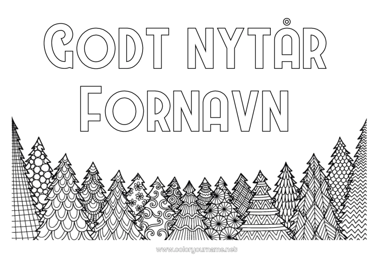Farvelægningssiden til udskrivning Zentangle Grantræ