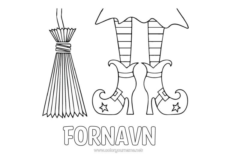 Farvelægningssiden til udskrivning Fejeblad Heks Epifani. Befana