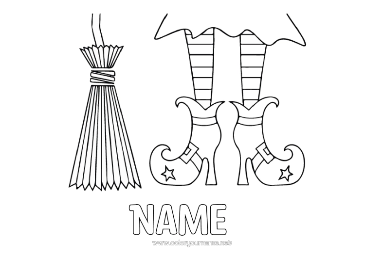 Colouring page to print Broom Witch Epiphany Befana