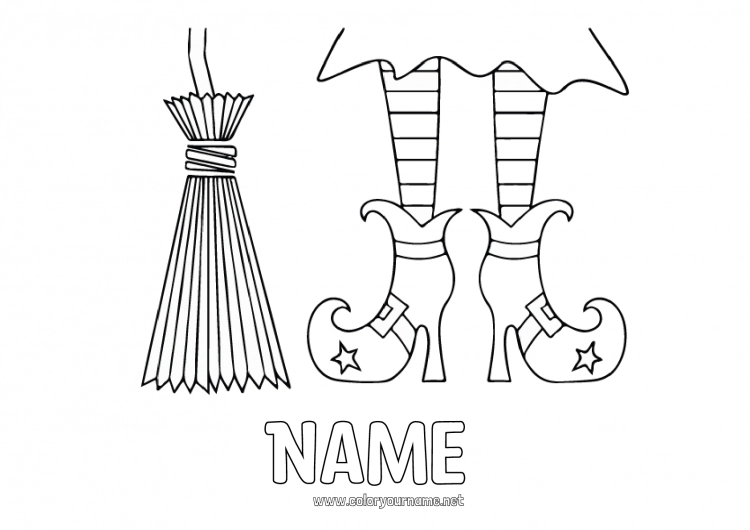 Coloring page to print Broomstick Witch Epiphany Befana