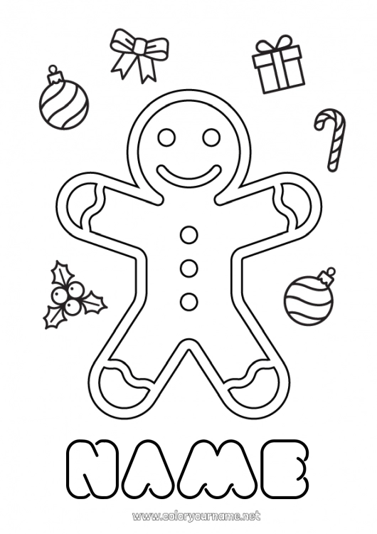 Coloring page to print Christmas Christmas decorations Gingerbread