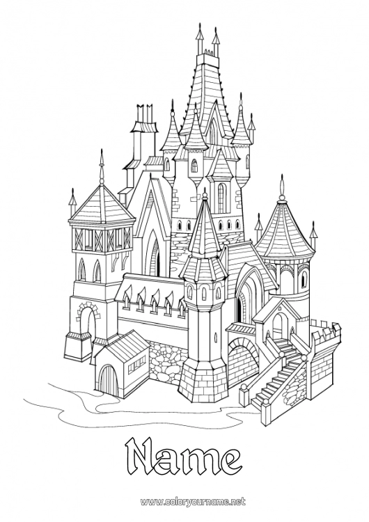 Coloring page to print Castle Fairy tale