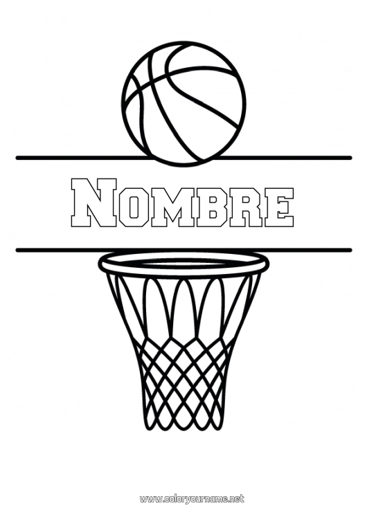 Dibujo para colorear para imprimir Sport Baloncesto Deportes en equipo