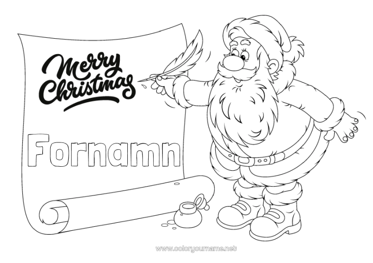 Färgläggningssida att skriva ut Jultomten Jul Brev till Jultomten God Jul!