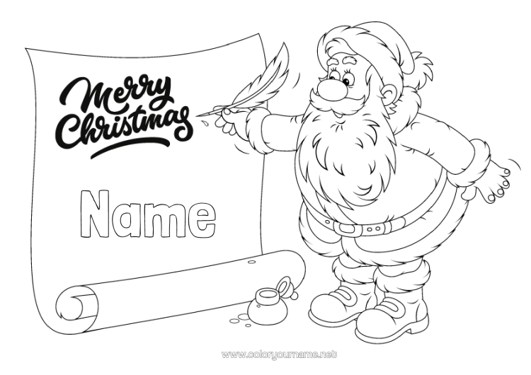 Colouring page to print Father Christmas Christmas Letter To Father Christmas "Merry Christmas" Message