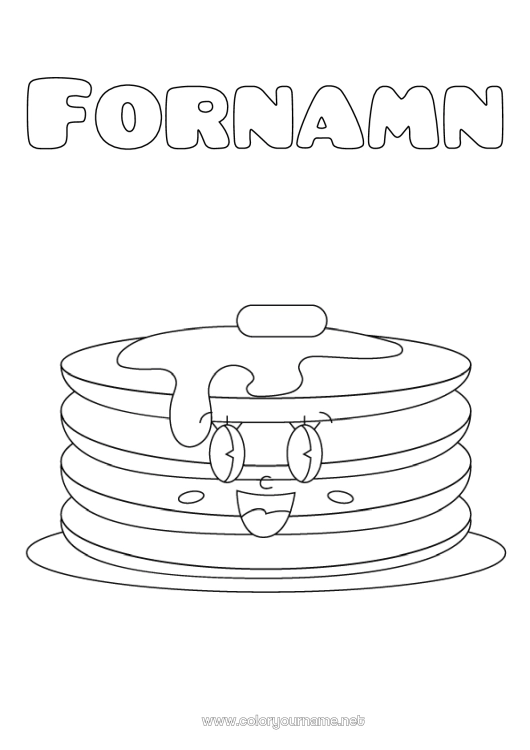 Färgläggningssida att skriva ut Söt Kyndelsmässan Pannkakor
