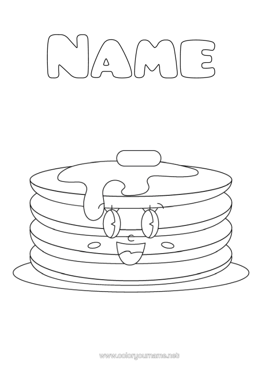 Colouring page to print Cute Candlemas Pancakes