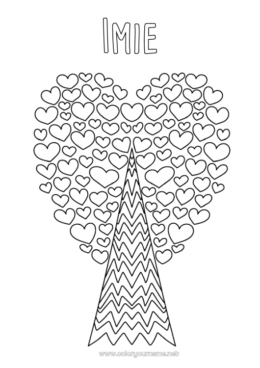 Kolorowanka do wydruku Serce Drzewo Doodle