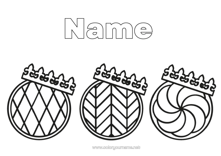 Colouring page to print Crown Epiphany Easy Colouring Pages Kings' Cake