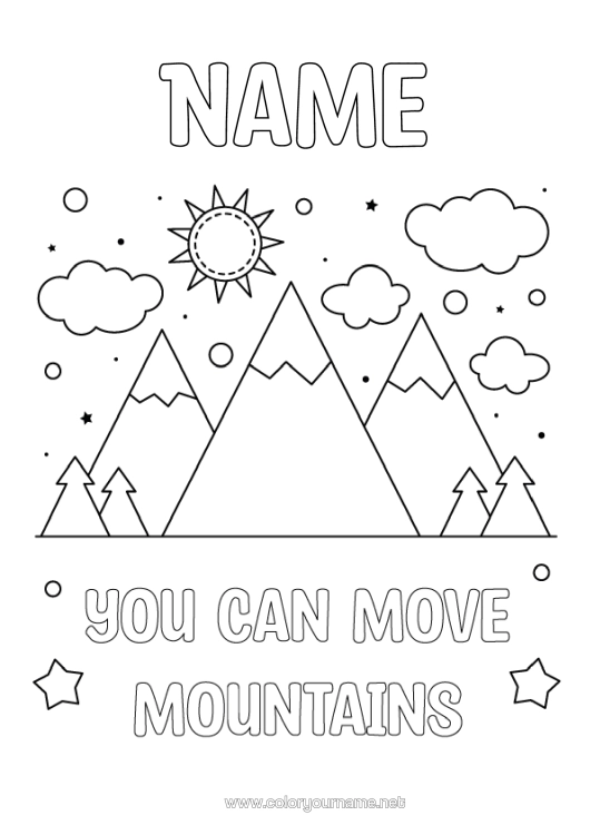 Colouring page to print Children's Activities Positive Mountain
