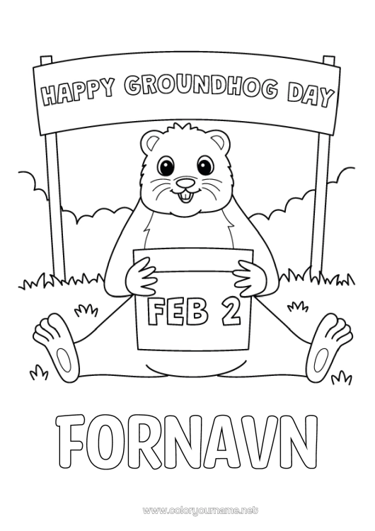 Farvelægningssiden til udskrivning Skovens dyr Marmot Marmotdag