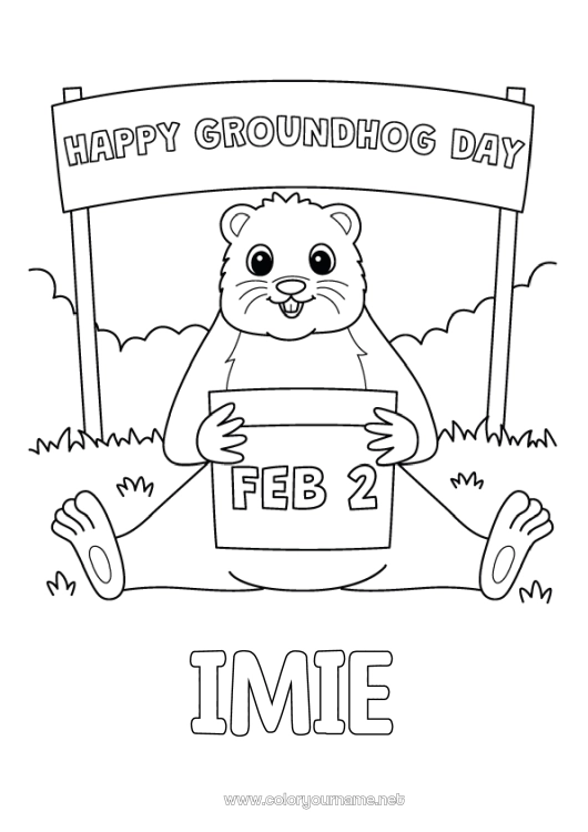 Kolorowanka do wydruku Zwierzęta leśne Świstak Dzień Świstaka