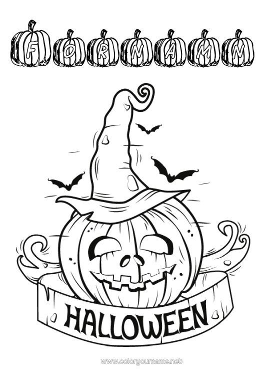 Färgläggningssida att skriva ut Pumpa Halloween Anmälan