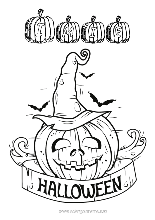 Kolorowanka do wydruku Dynia Halloween Napis 'halloween'