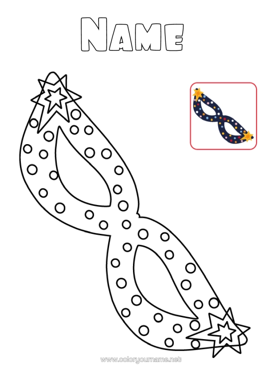 Colouring page to print Disguise Mask Mardi Gras Easy Colouring Pages Colouring With Template