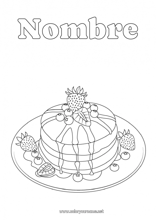 Dibujo para colorear para imprimir Fiesta de la Candelaria Tortitas Martes de Carnaval Frutas Fresa