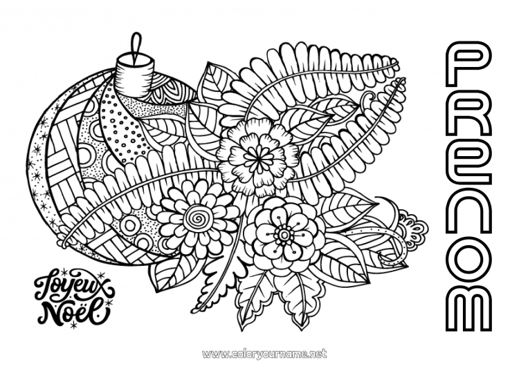 Coloriage à imprimer Mandala Noël Boule de Noël