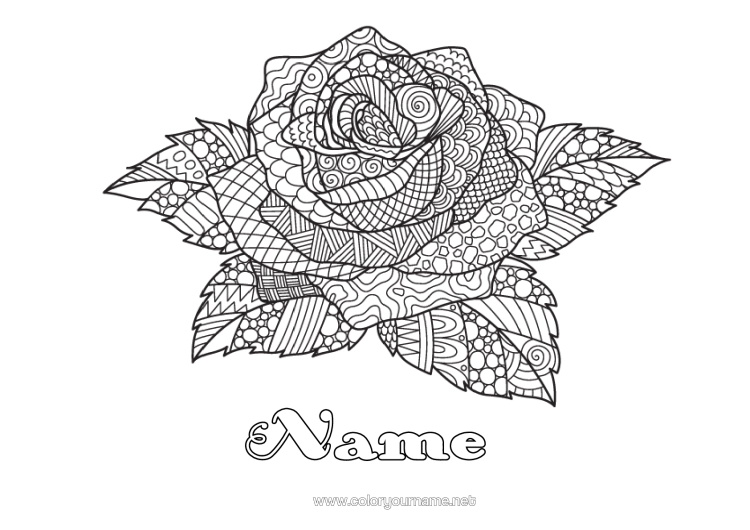 Colouring page to print Rose Complex Colouring Pages Zentangle Saint George