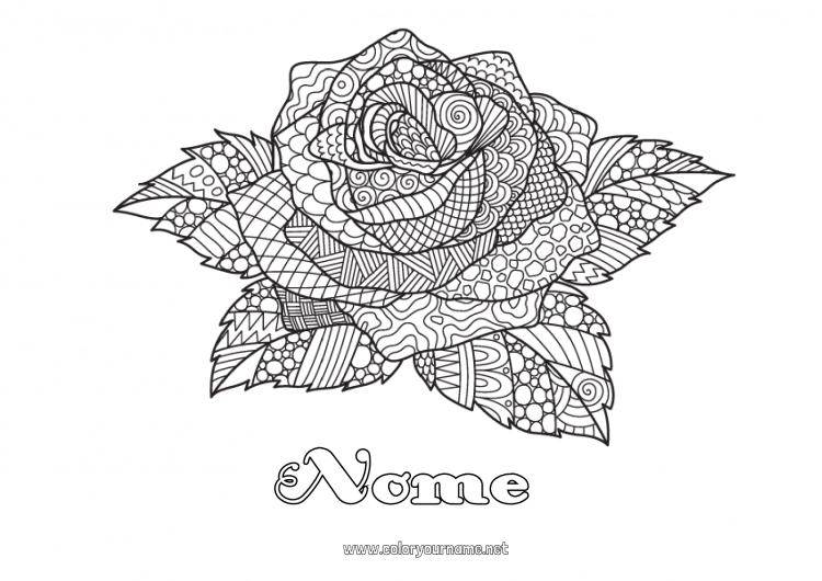 Página de desenho para imprimir Rosa Colorações Complexas Zentangle Sant Jordi ou São Jorge