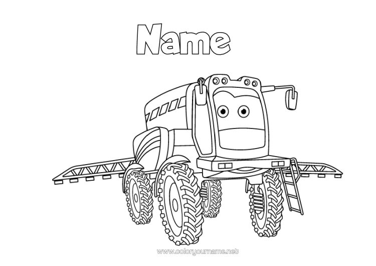 Colouring page to print Vehicles Farm Vehicles Farm Farm Jobs Cartoon Character Vehicles