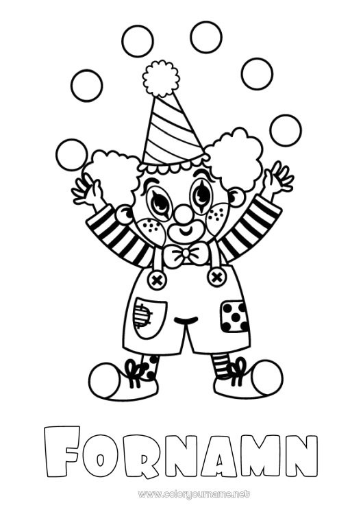 Färgläggningssida att skriva ut Clown Cirkus