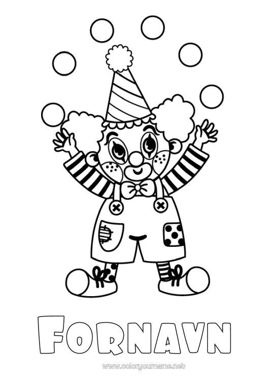 Farvelægningssiden til udskrivning Klown Cirkus