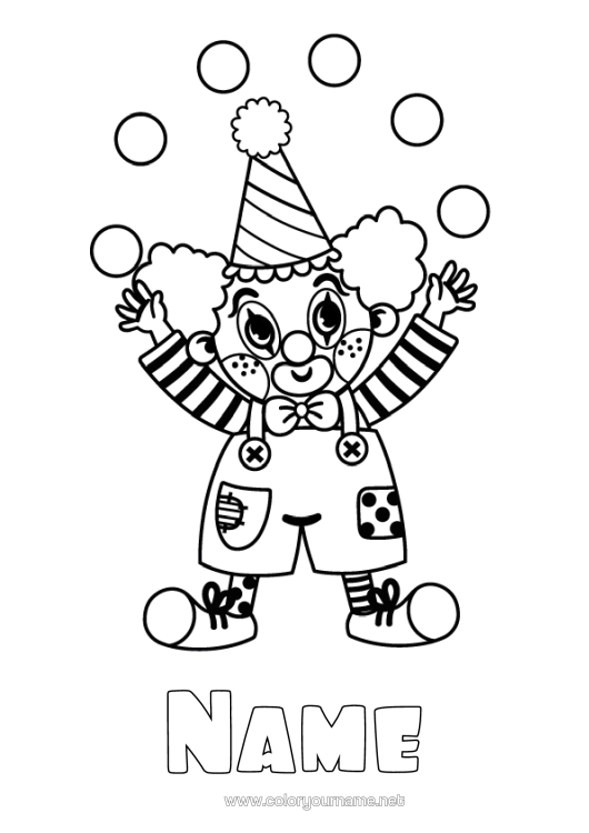 Colouring page to print Clown Circus
