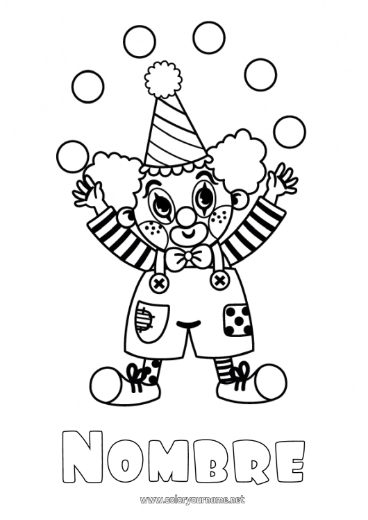 Dibujo para colorear para imprimir Clown Circo