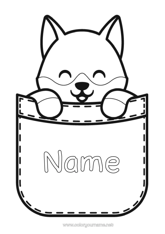 Colouring page to print Wolf Cute Cute Animal Forest Animals