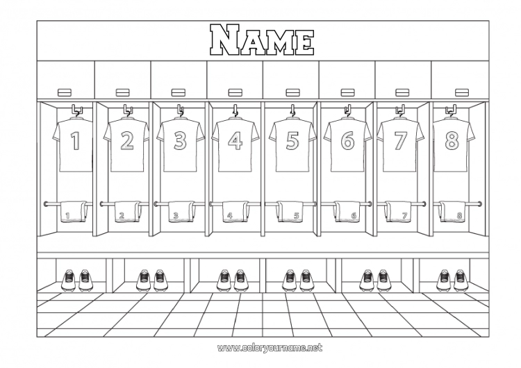 Coloring page to print Football Basketball Team sports Handball Locker Room