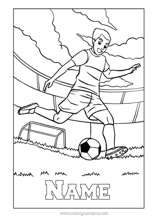 Colouring page to print Football Football Sport Team Sports Footballer Stadium
