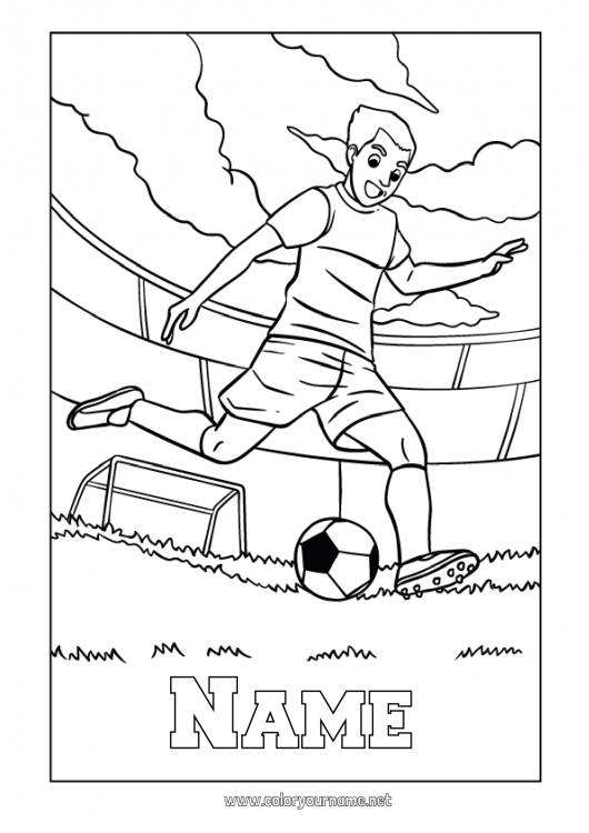 Coloring page to print Football Soccer ball Sport Team sports Soccer player