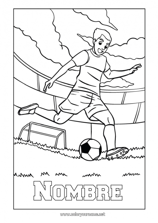 Dibujo para colorear para imprimir Fútbol Balón de fútbol Sport Deportes en equipo Jugador de fútbol