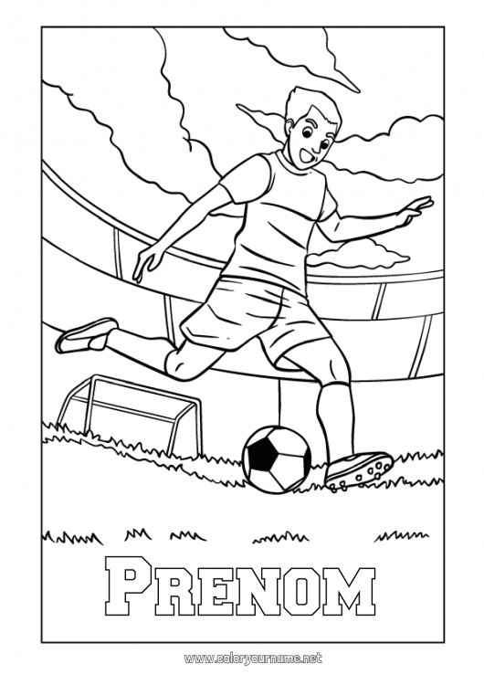 Coloriage à imprimer Football Ballon de foot Sport Sports d'équipe Footballeur footballeuse