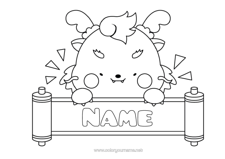 Colouring page to print Monster Dragon Animal Dragons, Unicorns, And Fantastical Creatures Sign