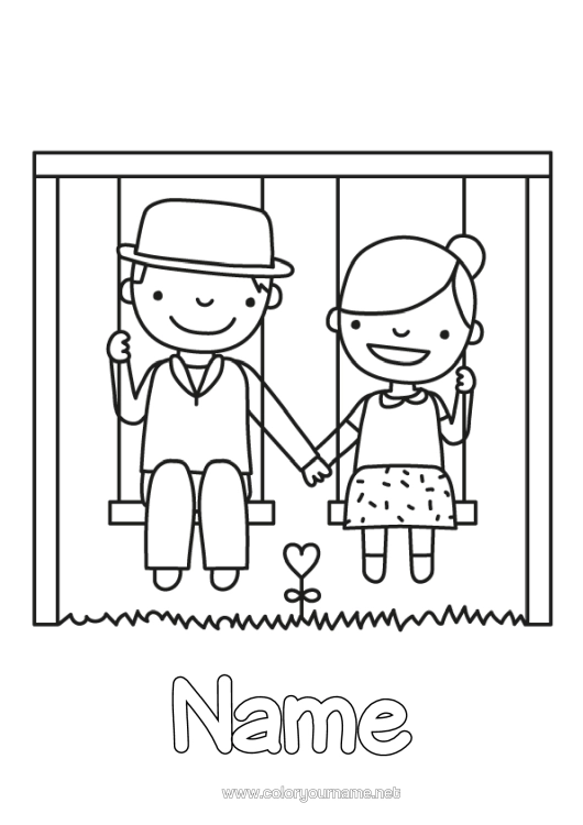 Colouring page to print Games And Toys Swing Couple