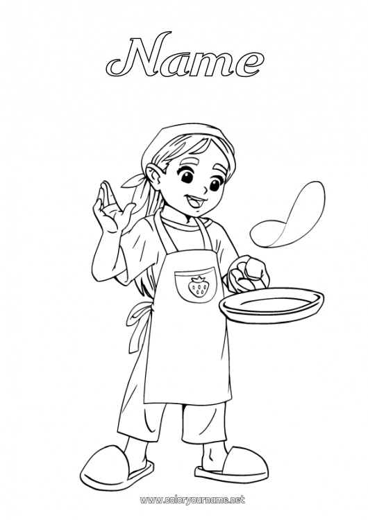 Coloring page to print Mum Candlemas, Shrove Tuesday, Pancake day Pancakes