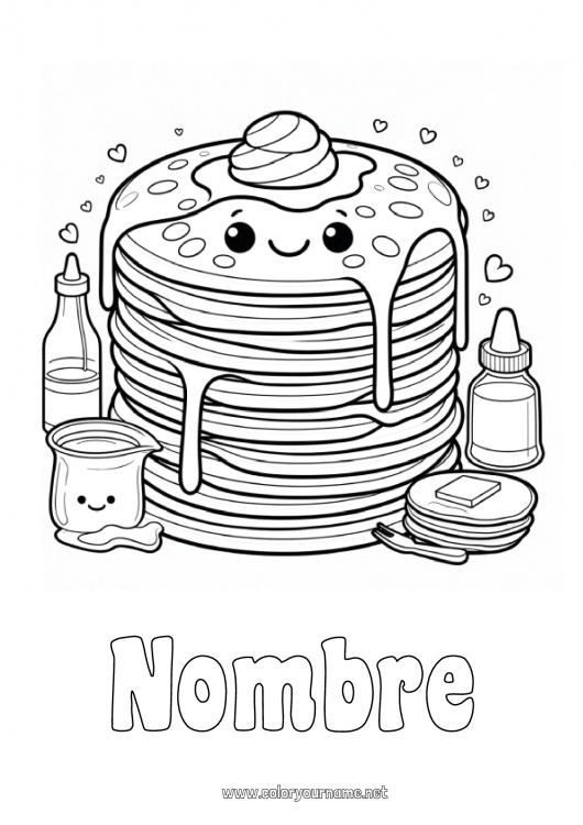 Dibujo para colorear para imprimir Kawaii Fiesta de la Candelaria Tortitas