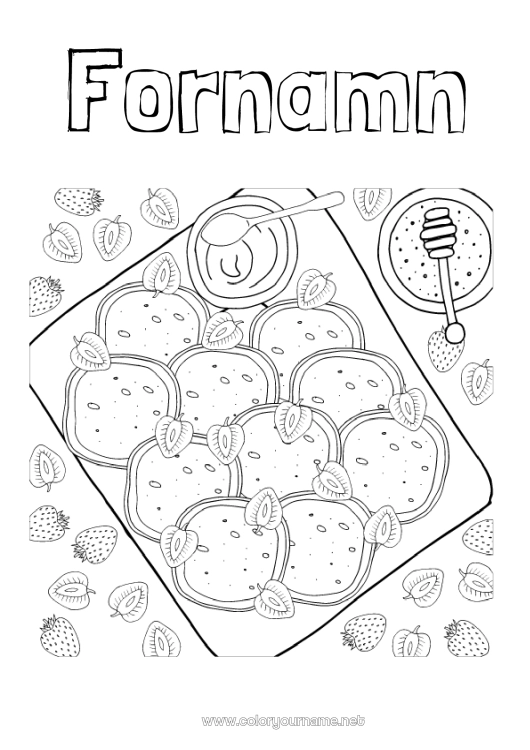 Färgläggningssida att skriva ut Kyndelsmässan Pannkakor Honung