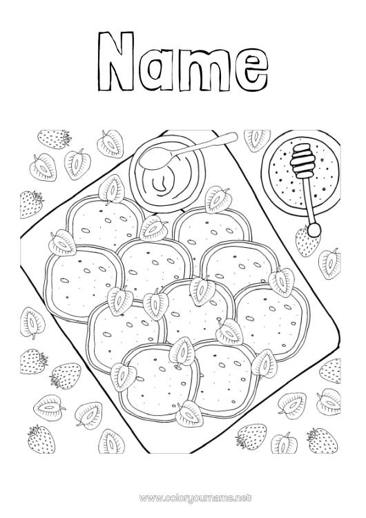 Colouring page to print Candlemas Pancakes Honey