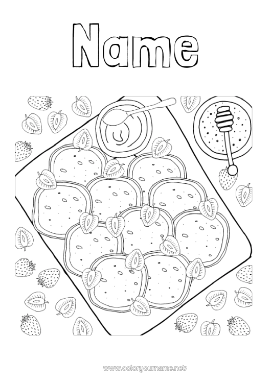 Coloring page to print Candlemas, Shrove Tuesday, Pancake day Pancakes