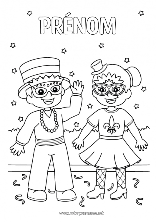 Coloriage à imprimer Déguisement Masque Carnaval Chapeau