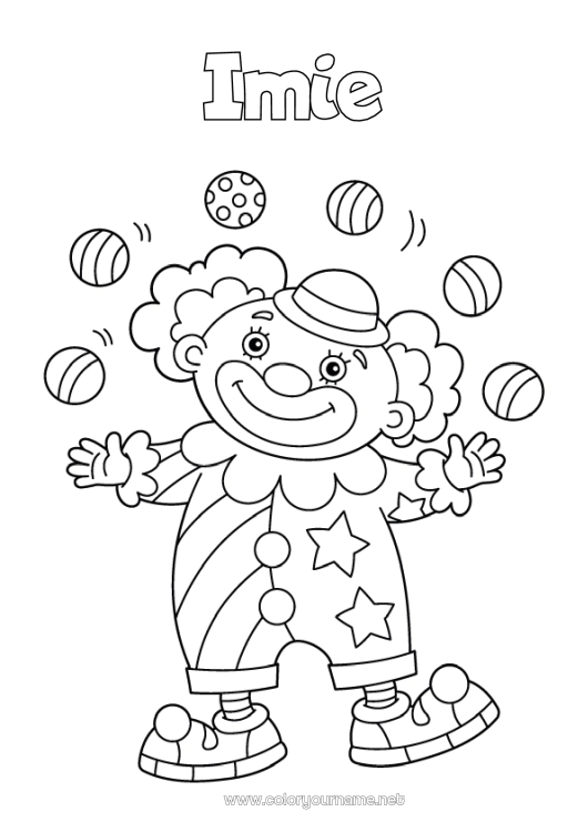 Kolorowanka do wydruku Klown Łatwe kolorowanki Cyrk